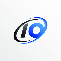 Initial Letters IO Logo with Circle Swoosh Element