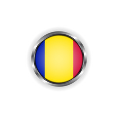 Abstract button with stylish metallic frame. Andorra flag vector illustration