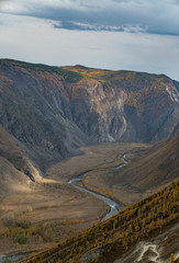 Mountain autumn landscape and river