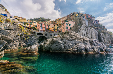 Fototapeta na wymiar Boat wharf area in Vernazza, the old fisherman village, in Cinque Terre, Italy.