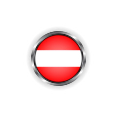Abstract button with stylish metallic frame. Austria flag vector illustration