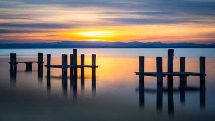 Sunset on lake neusiedlersee in Burgenland