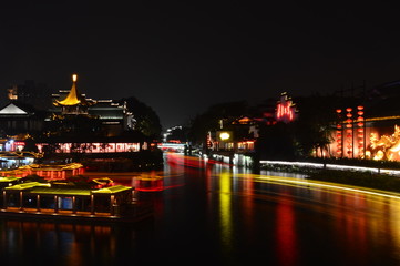 Night in Confucius Temple of Qinhuai River in Nanjing