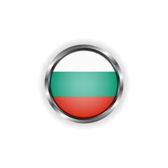 Abstract button with stylish metallic frame. Bulgaria flag vector illustration
