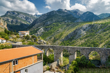 Naklejka premium Sunny view of ruins of citadel in Stari Bar town near Bar city, Montenegro.