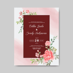beautiful floral vector wedding invitation card