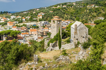 Naklejka premium Sunny view of ruins of citadel in Stari Bar town near Bar city, Montenegro.