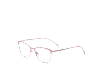 Eye glasses isolated on white background pink modern