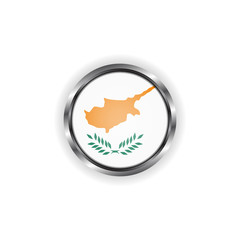 Abstract button with stylish metallic frame. Cyprus flag vector illustration