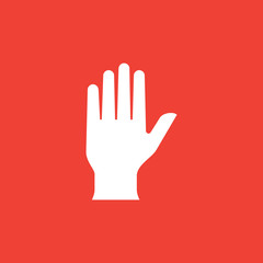 Fototapeta na wymiar Hand Icon On Red Background. Red Flat Style Vector Illustration