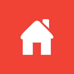 Fototapeta na wymiar Home Icon On Red Background. Red Flat Style Vector Illustration