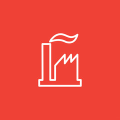 Industry Line Icon On Red Background. Red Flat Style Vector Illustration