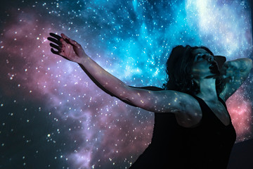 Fototapeta na wymiar Mystical woman in the universe