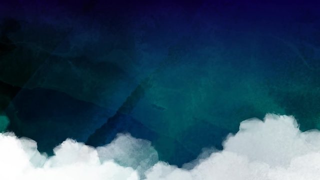 Set of 3 dark blue watercolor painterly sky looping animated backgrounds. Stop-motion low frame-rate animation.