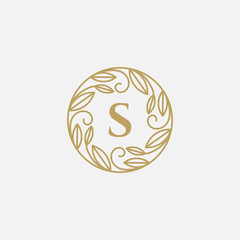 Monogram Luxury Letter S logo icon, vintage flower design concept, luxury business, hotel, wedding services and more brand identity