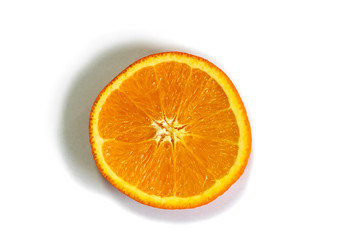 Sliced orange isolated on white background. Citrus freshness concept