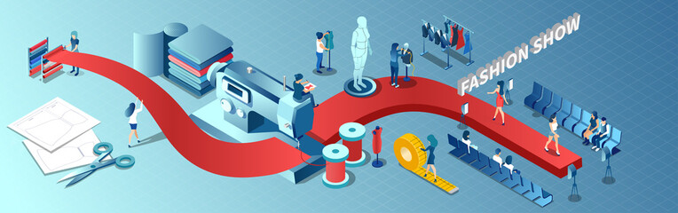Vector infographic of a fashion designer dress making industry