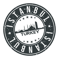 Istanbul Turkey USA Stamp. Logo Icon Symbol Design Skyline City Vector.