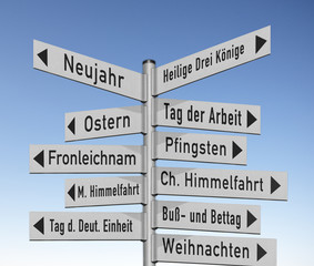 Wegweiser gesetzliche Feiertage in Deutschland