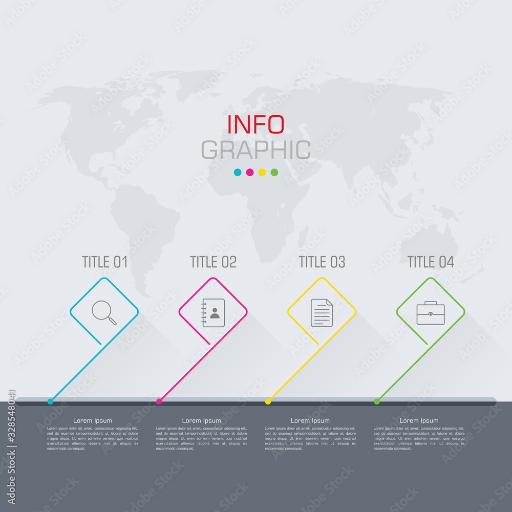 Fototapete business data visualization. infographic element with icons and options or steps. can be used for pr
