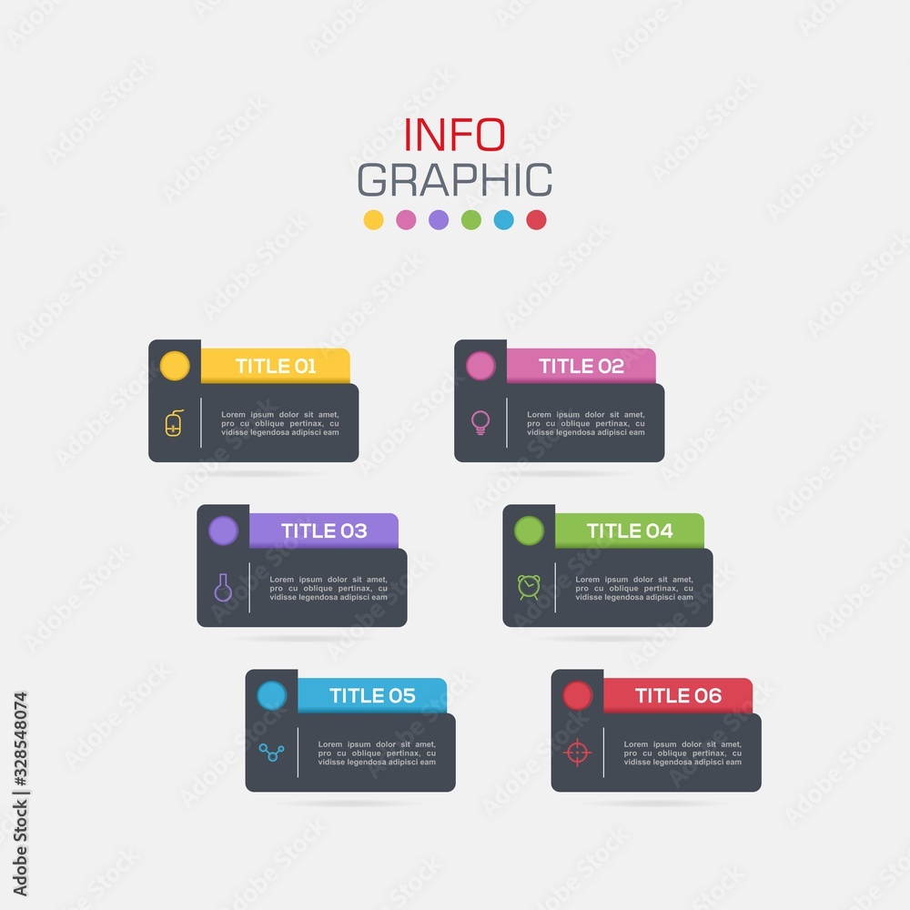 Fototapete business data visualization. infographic element with icons and options or steps. can be used for pr