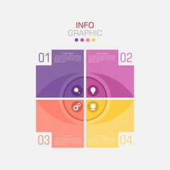 Business data visualization. Infographic element with icons and options or steps. Can be used for process, presentation, diagram, workflow layout, info graph, web design. Vector business template.