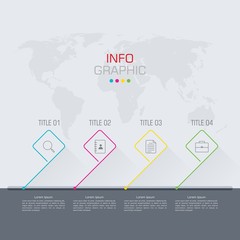 Business data visualization. Infographic element with icons and options or steps. Can be used for process, presentation, diagram, workflow layout, info graph, web design. Vector business template.