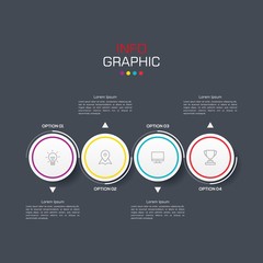 Business data visualization. Infographic element with icons and options or steps. Can be used for process, presentation, diagram, workflow layout, info graph, web design. Vector business template.