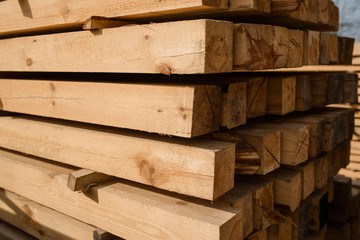 Wood background. Pile of planks.