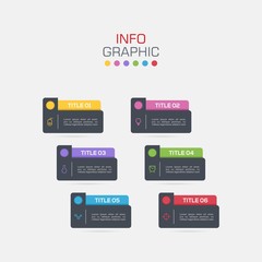 Business data visualization. Infographic element with icons and options or steps. Can be used for process, presentation, diagram, workflow layout, info graph, web design. Vector business template.