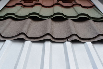 different type and colour of metal roof