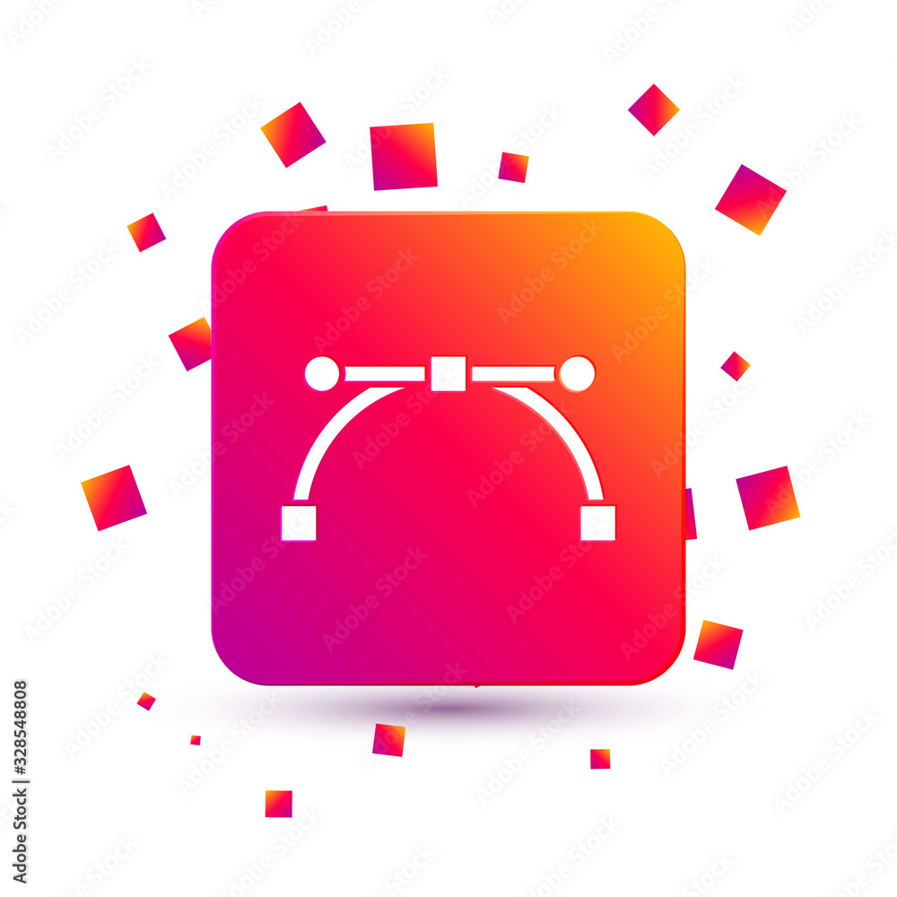 Poster white bezier curve icon isolated on white background. pen tool icon. square color button. vector ill