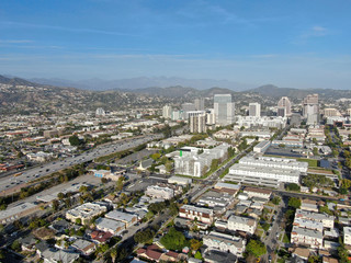 Fototapeta premium Aerial view of downtown Glendale, city in Los Angeles County, California. USA