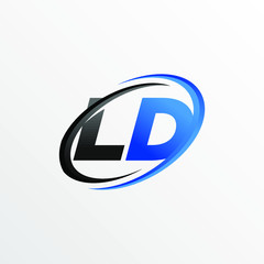 Initial Letters LD Logo with Circle Swoosh Element