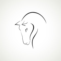 Line Horse head logo type vector illustration