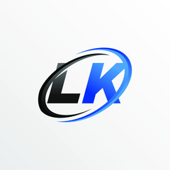 Initial Letters LK Logo with Circle Swoosh Element