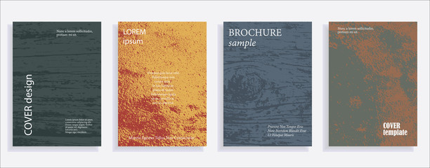 Minimalistic cover design templates. Set of layouts for covers of books, albums, notebooks, reports, magazines. Vintage texture gradient effect, flat modern abstract design. Grunge mock-up texture