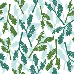 Cute floral seamless pattern. Vector background with flowers and leaves.