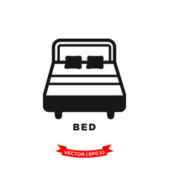 bed icon in trendy flat style