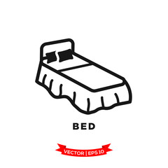 bed icon in trendy flat style