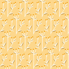 Cute floral seamless pattern. Vector background with flowers and leaves.