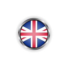 Obraz premium Abstract button with stylish metallic frame. UK flag vector illustration
