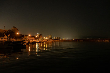 Naklejka na ściany i meble Beppu city fishingdock at night