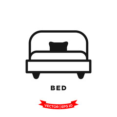 bed icon in trendy flat style