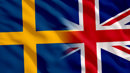 Fototapeta premium Waving UK and Sweden Flags