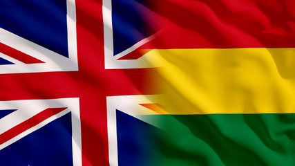 Fototapeta premium Waving UK and Bolivia Flags