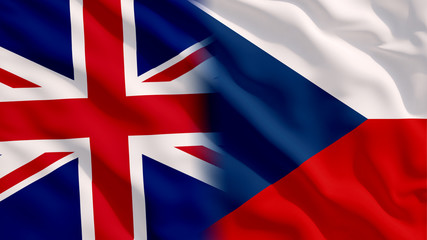Waving UK and Czech Republic Flags