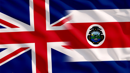 Waving UK and Costa Rica Flags