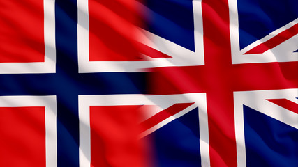 Fototapeta premium Waving UK and Norway Flags