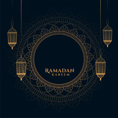 decorative ramadan kareem background with arabic lanterns - obrazy, fototapety, plakaty